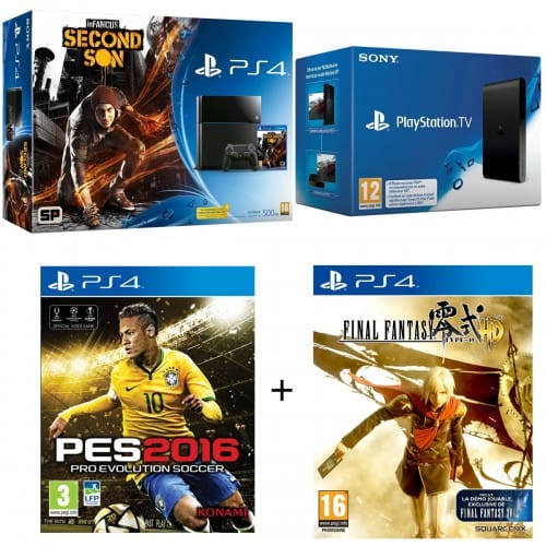 Bon plan Console PS4 500 Go inFamous Second Son + Playstation TV + PES 2016 + Final Fantasy